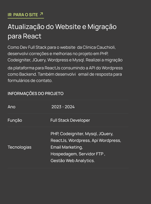 Atualização do WebSite e Migração para React
