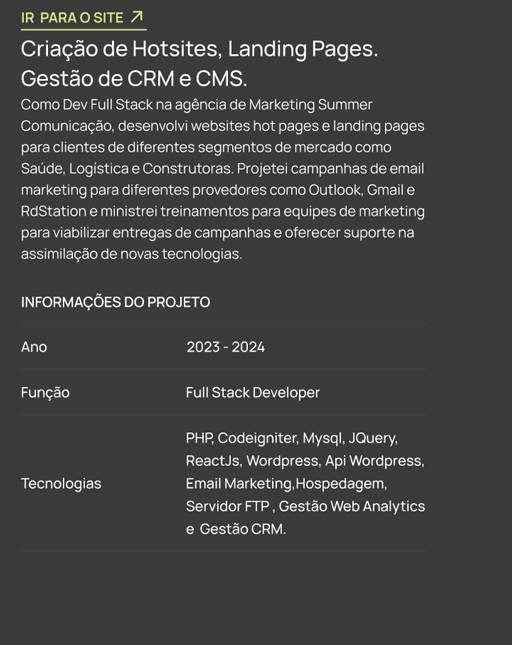 Criação de Hotsites, Landing Pages , Gestão CRM e CMS